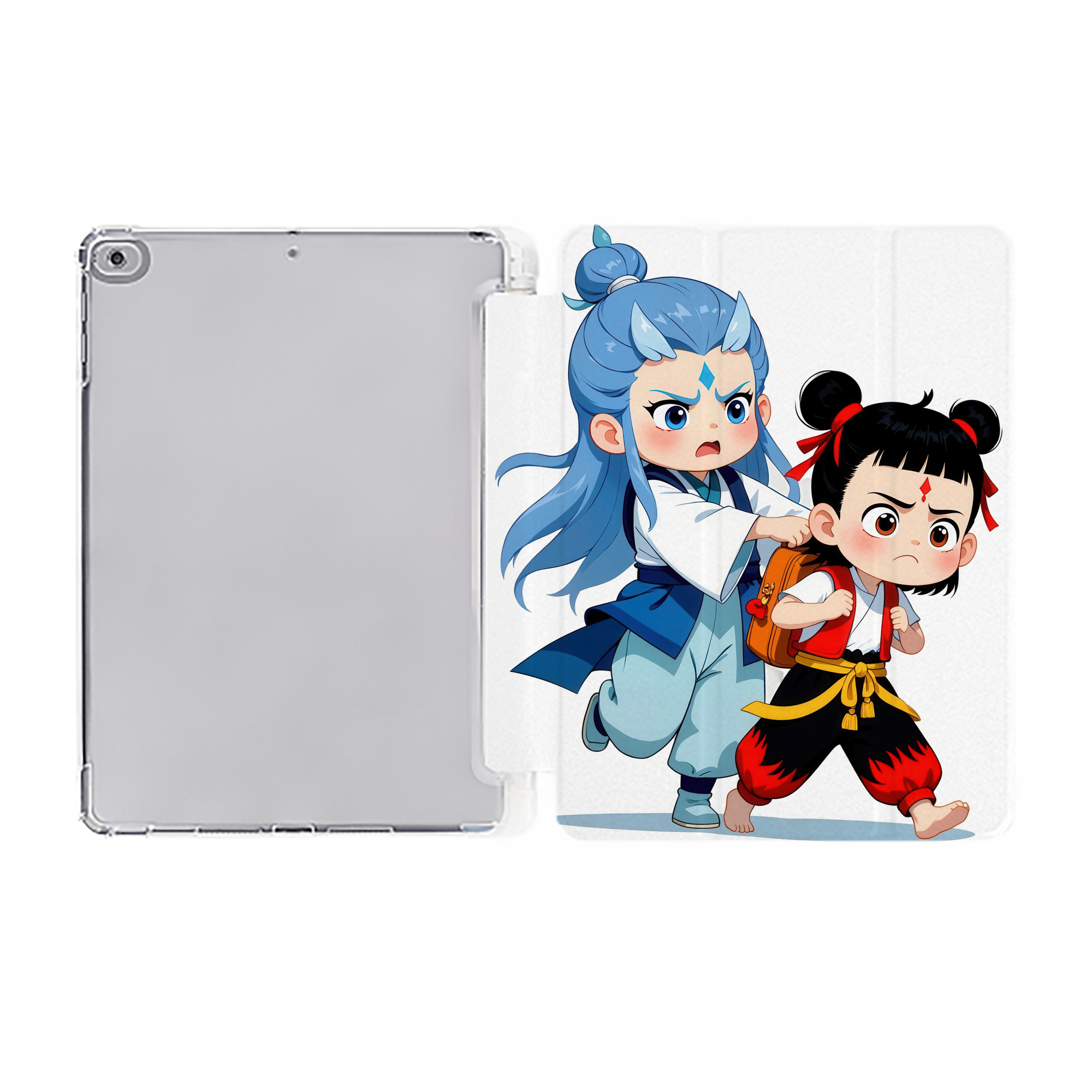 （画像用） Ne Zha 2 ナタ 魔童の大暴れ IPad ケース ペン収納付き 三つ折りスタンド PUレザー×シリコン 対応機種9.5/10.5/10.9インチ